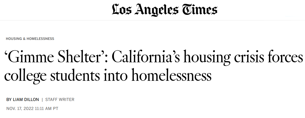 LA times story about housing crisis affecting UC students