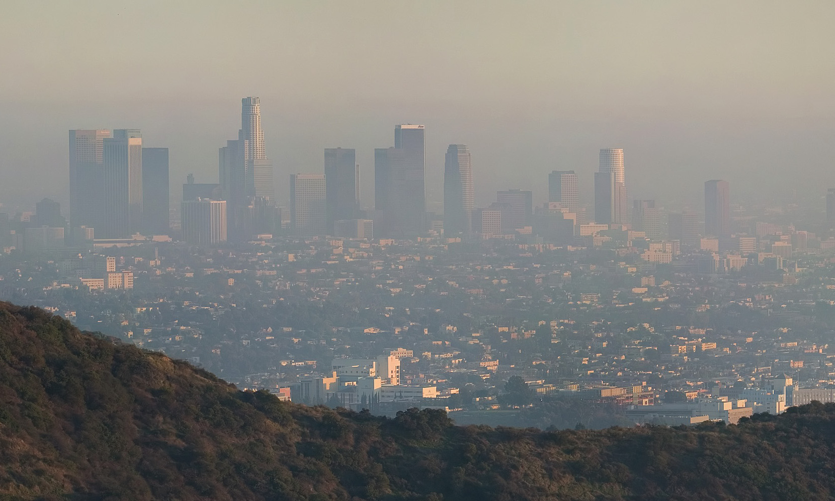A shot of Los Angeles through thick smog