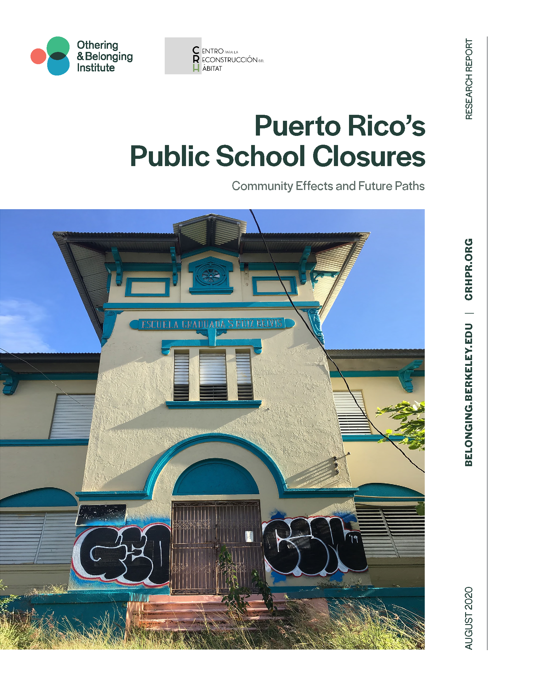 Cover of Puerto Rico report showing abandoned school