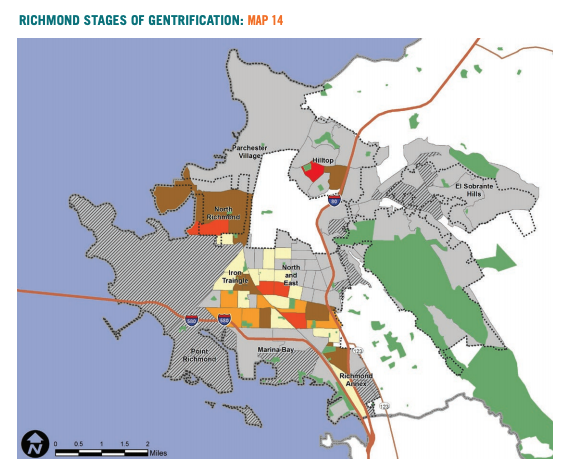 Map 14 showcases Richmond stages of gentrification based on gentrification analysis 