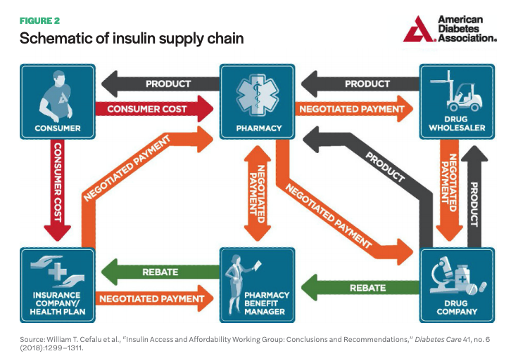 Figure 2 includes a diagram of the Schematic of insulin supply chain