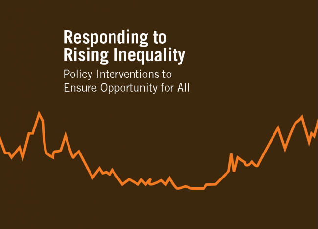 This image is a cover page for the Responding to Rising Inequality: Policy Brief