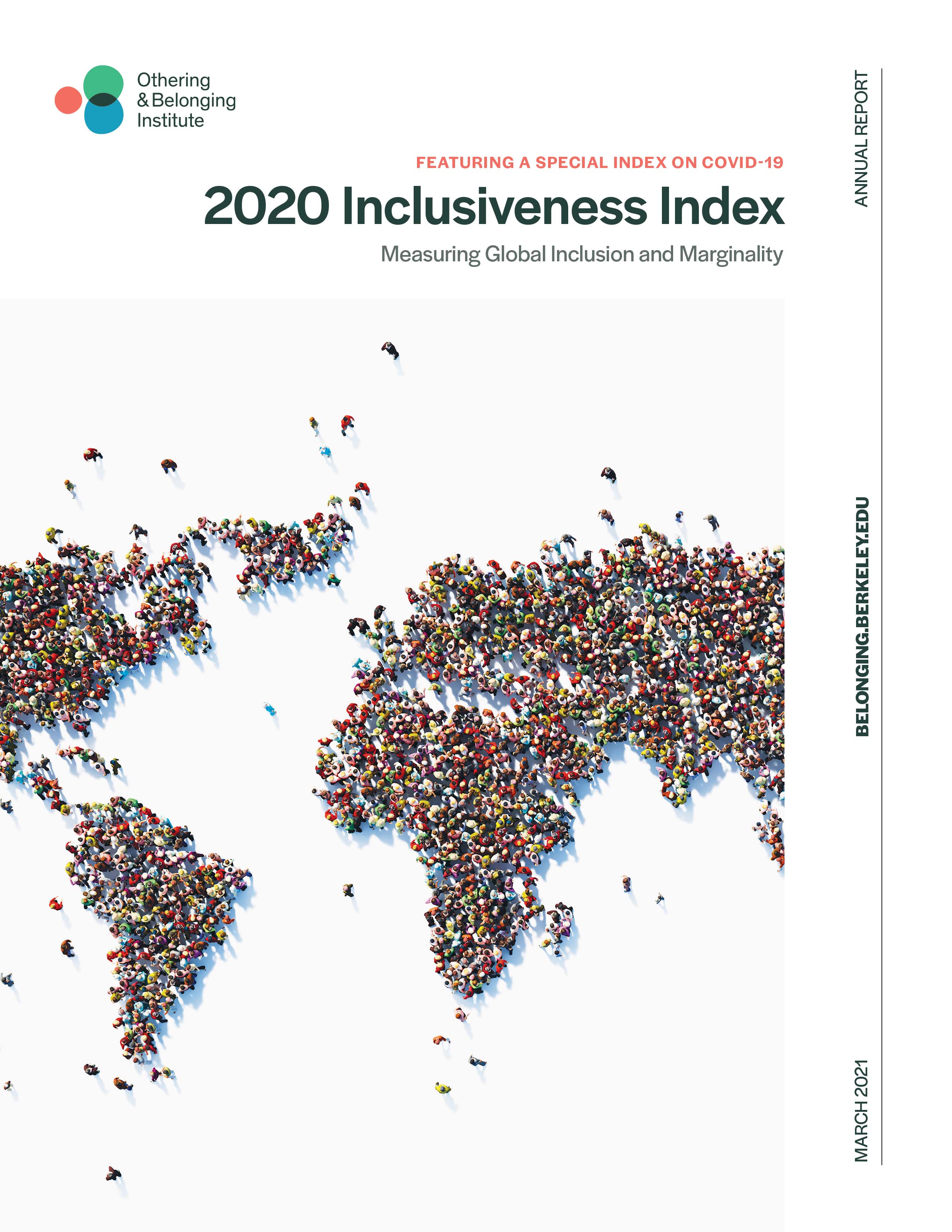 cover of the inclusiveness index report; masses of people form a map of the earth