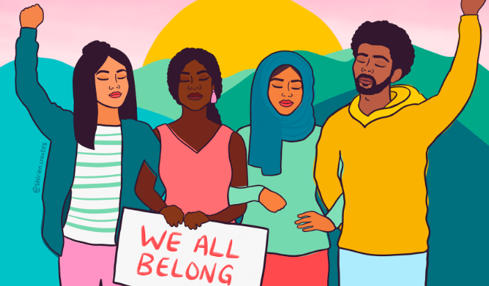 Illustration of diverse young people