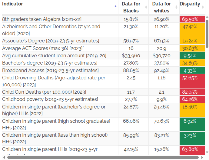 Disparities dashboard image grab
