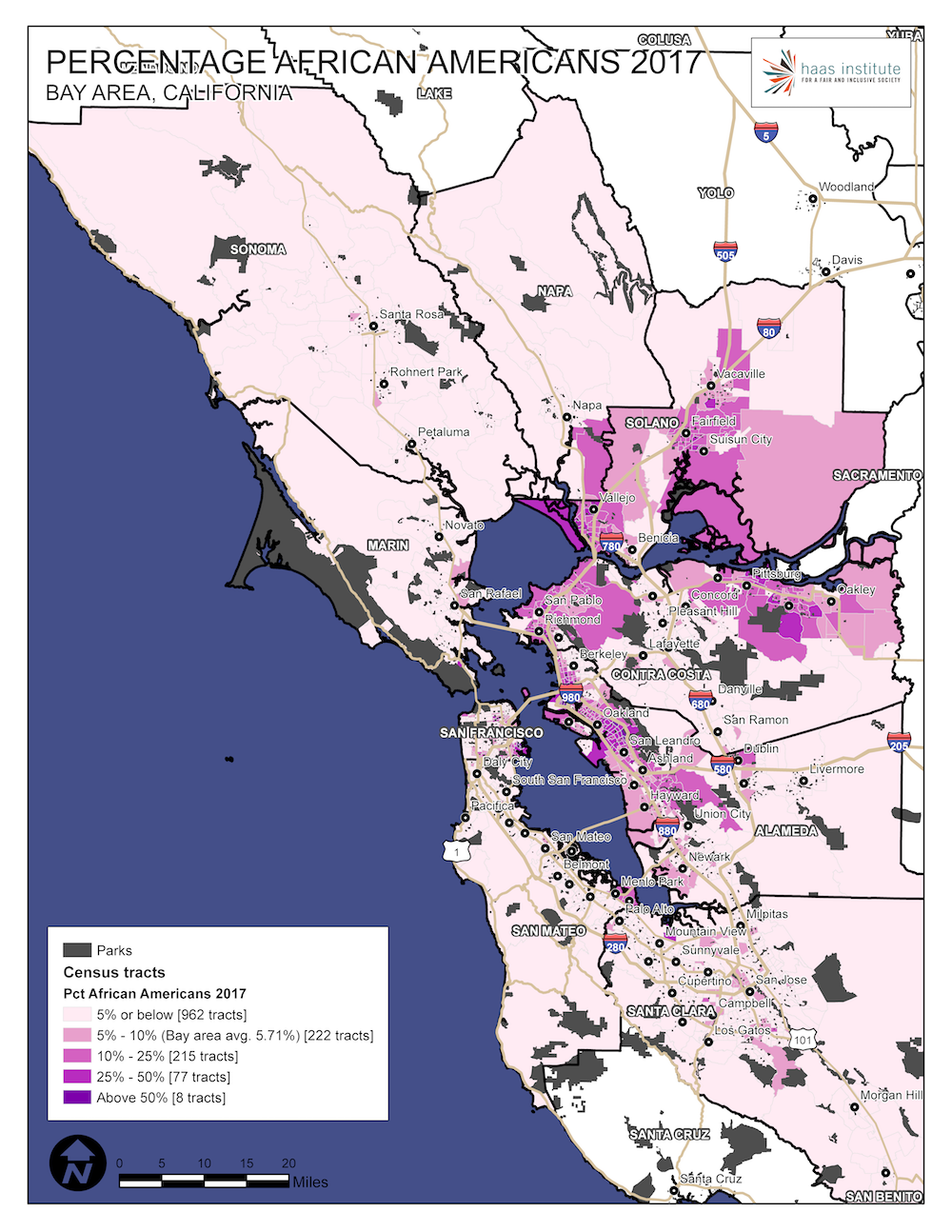 African American population in the Bay Area in 2017