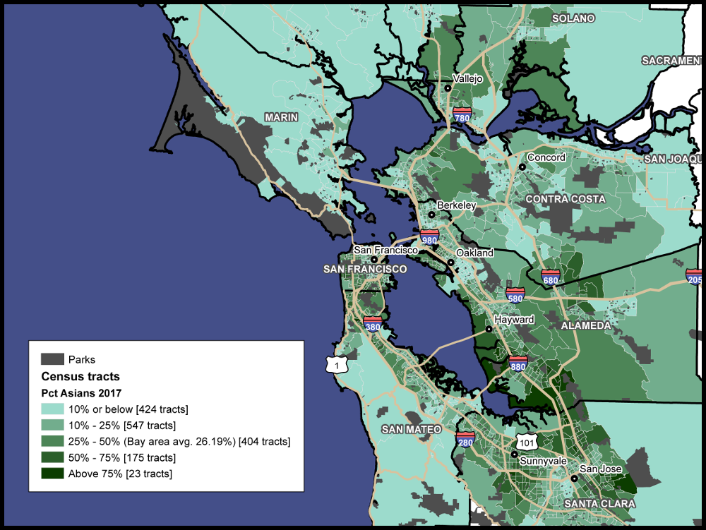 map shows asian population in the bay area in 2017