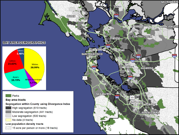 Map shows demographic makeup of Bay area Metropolitan statistical area