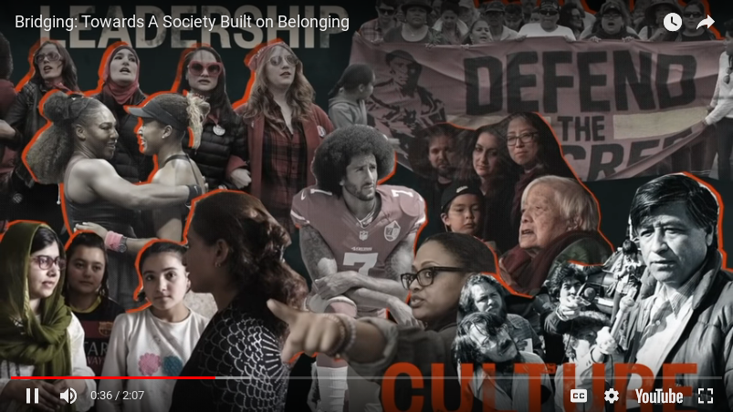 image grab from Bridging video shows social and cultural leaders displayed in a collage