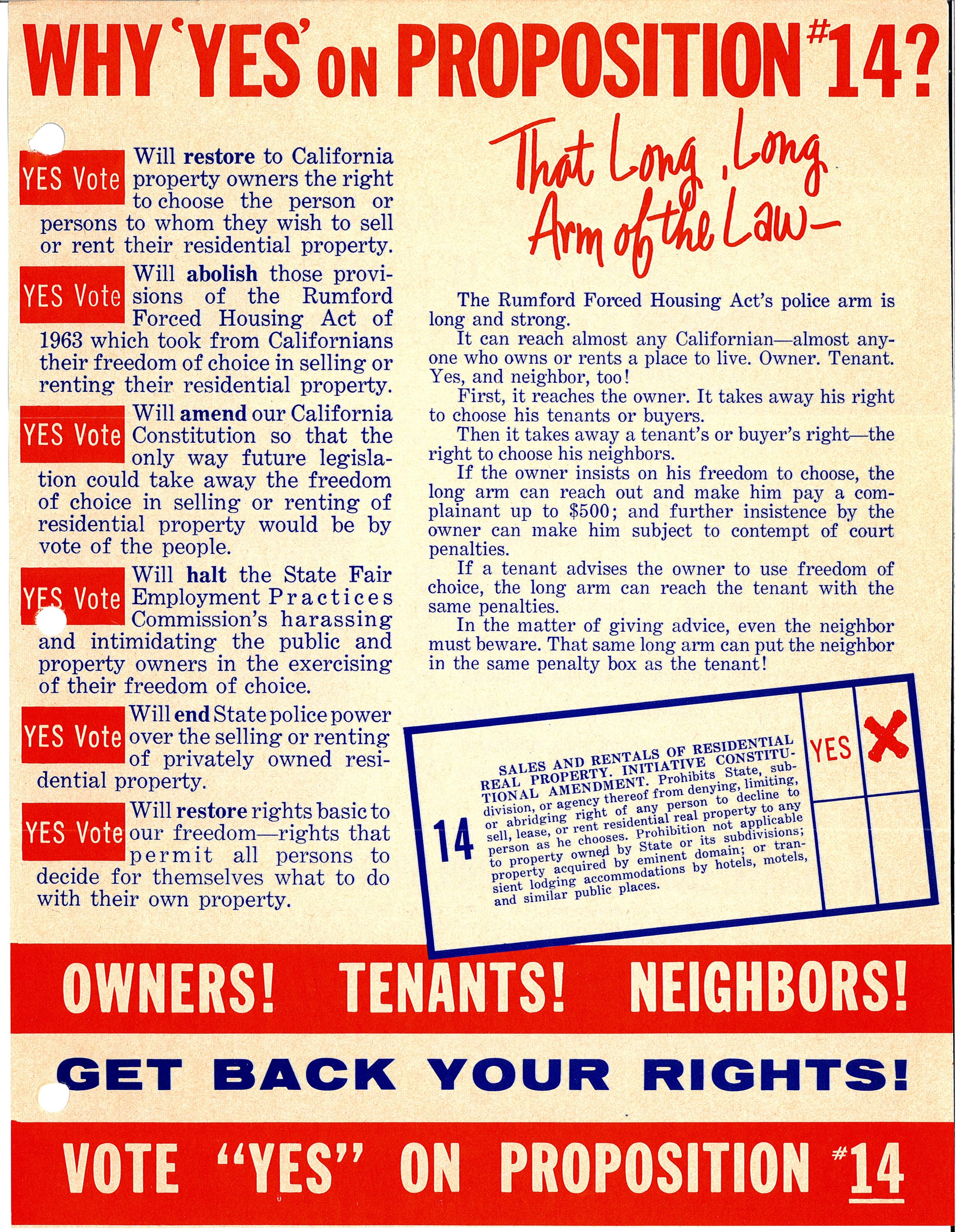 photo: “Get Back Your Rights,” Committee for Home Protection flyer in favor of Proposition 14, 1964. Courtesy of Max Mont Papers, Urban Archives Center, Oviatt Library, California State University, Northridge.