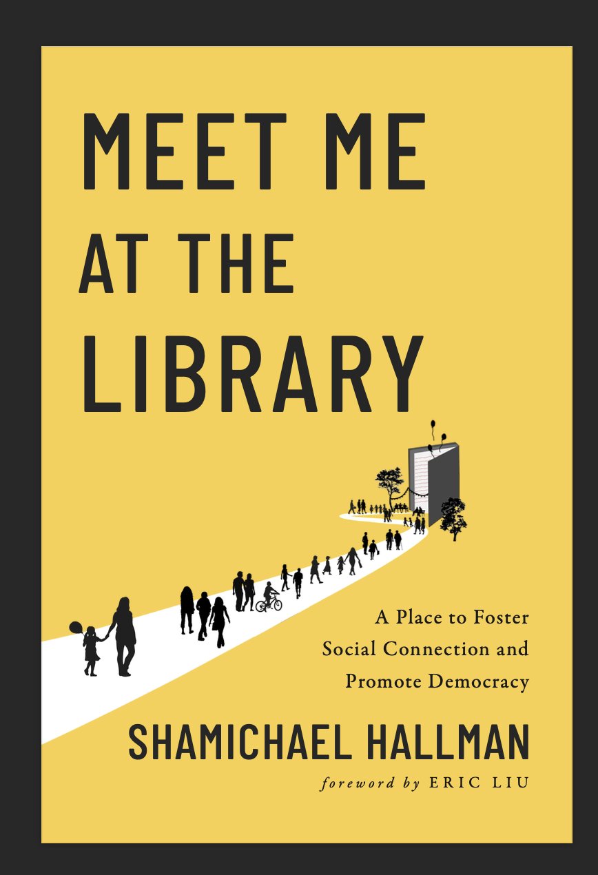 Yellow book cover of "Meet me at the library"
