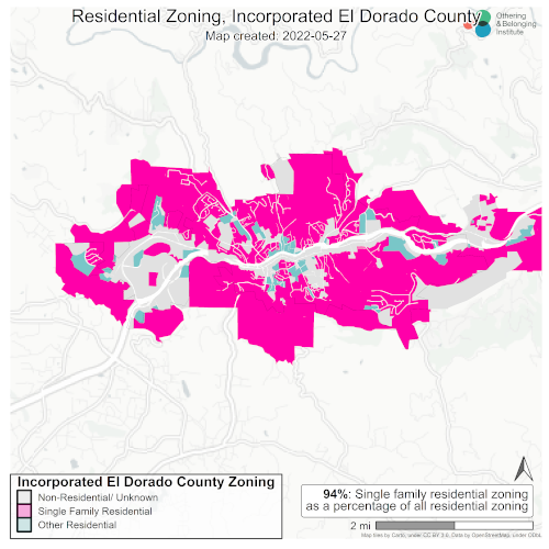 Zoning map of Incorporated El Dorado County
