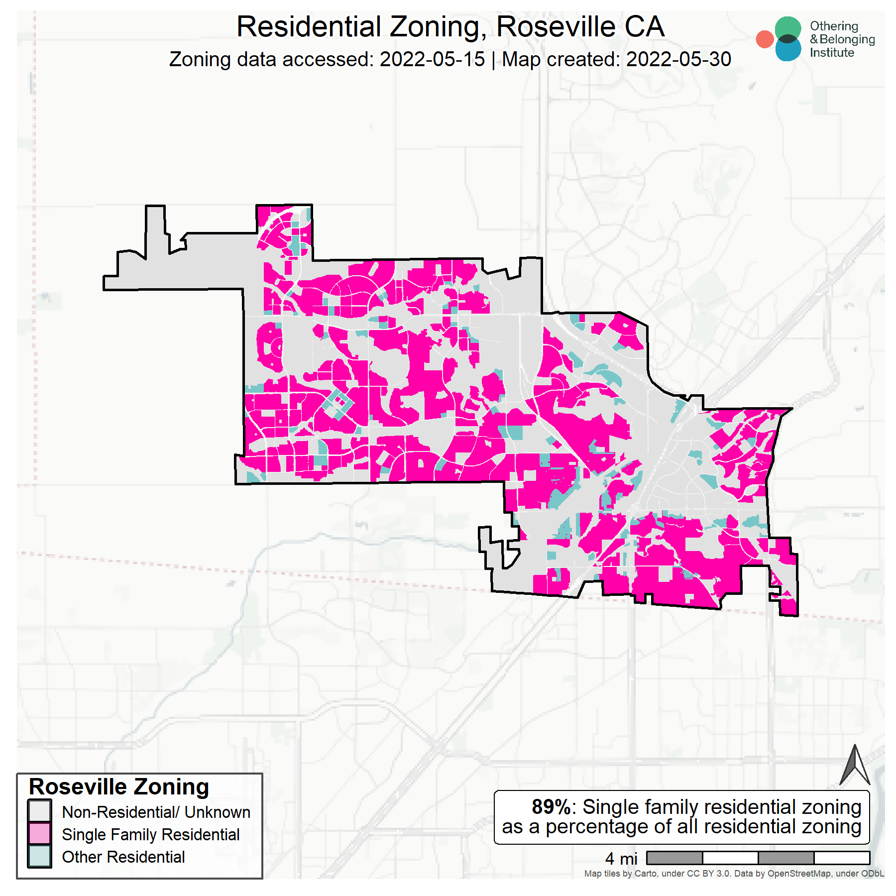 Zoning map of Roseville