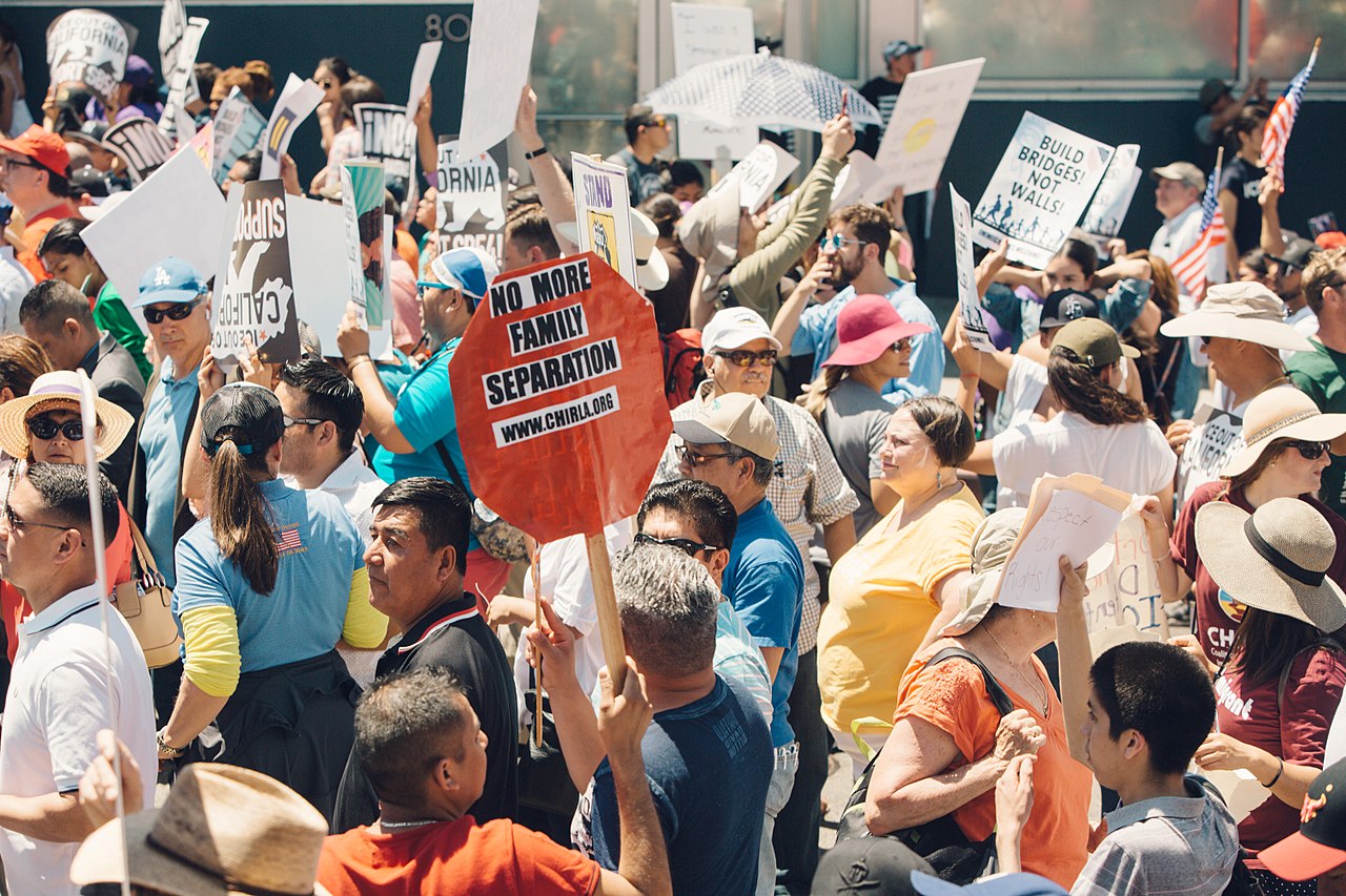 Immigrant workers marching