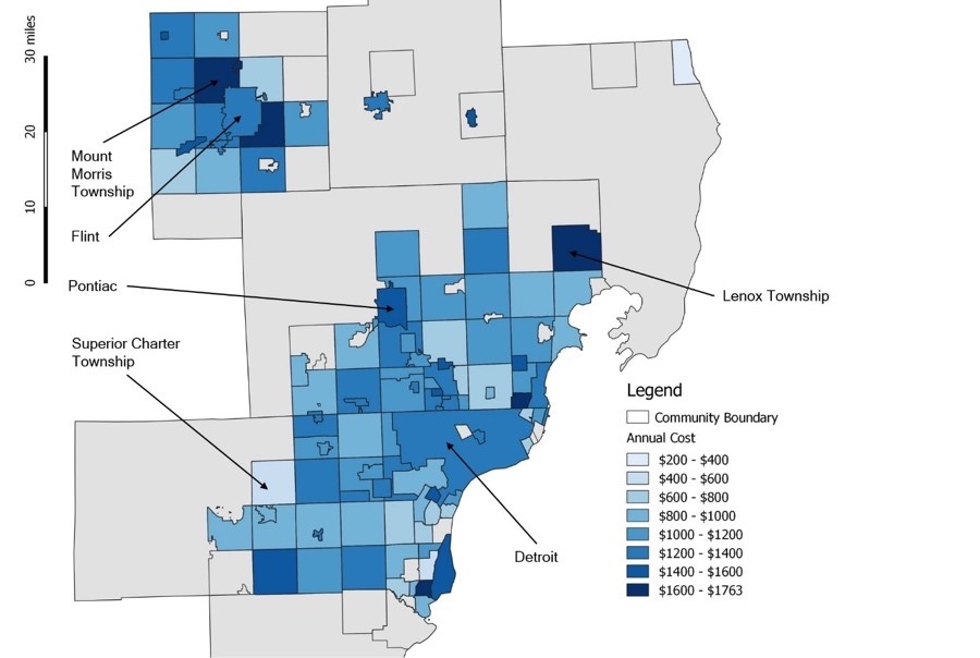 Figure 14 includes an infographic the Average Annual Household Water and Wastewater Bills (6,864 Gallons per Month per household)