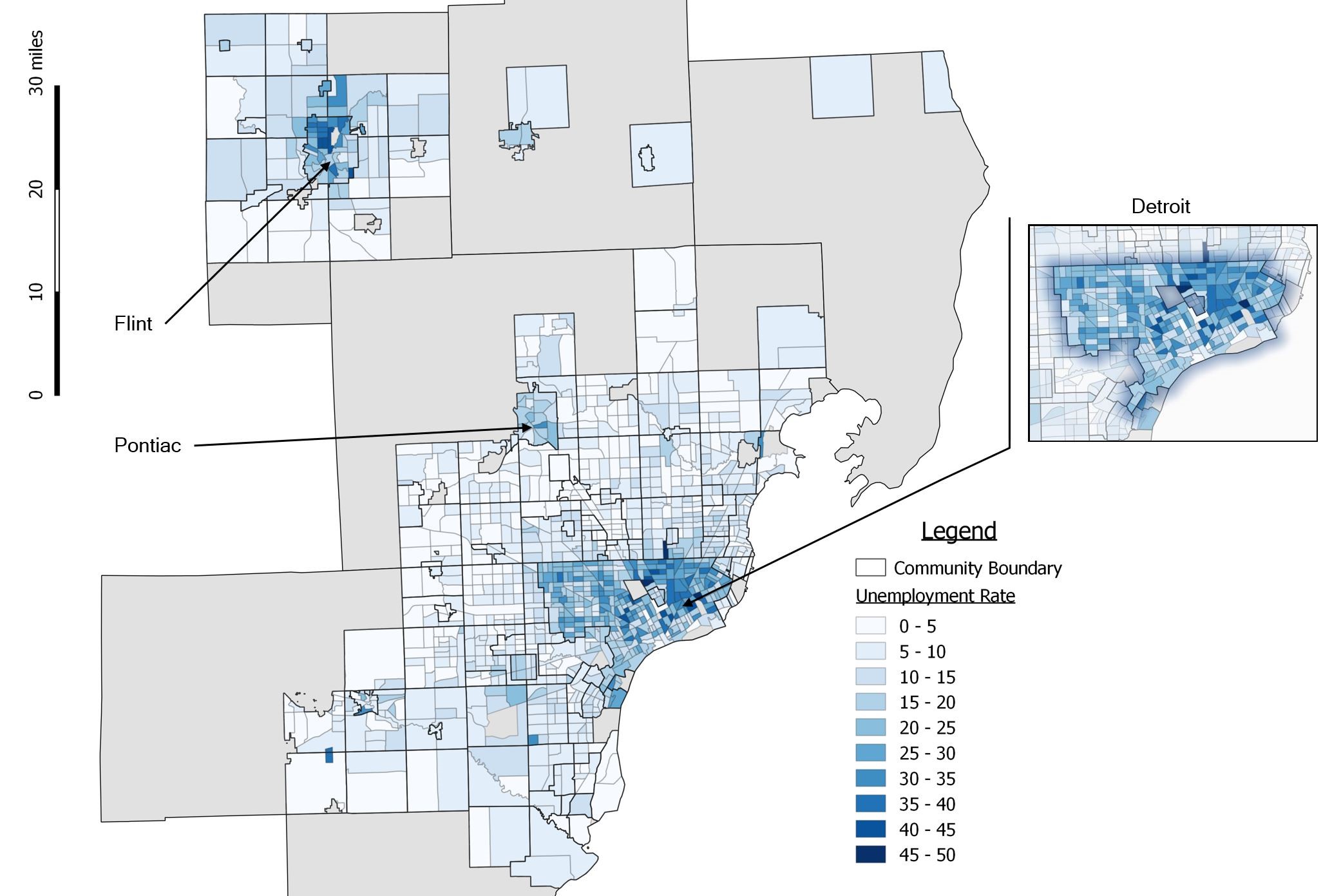 Figure 17 includes an infographic of the Unemployment Rate by Census Tract, 2016