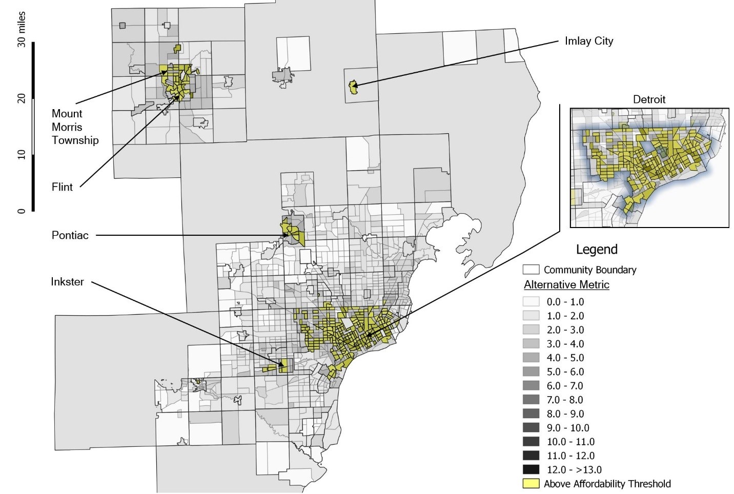 Figure 19 includes the Conservative Alternative Metric Results (4.5 percent Combined Water & Wastewater Threshold)
