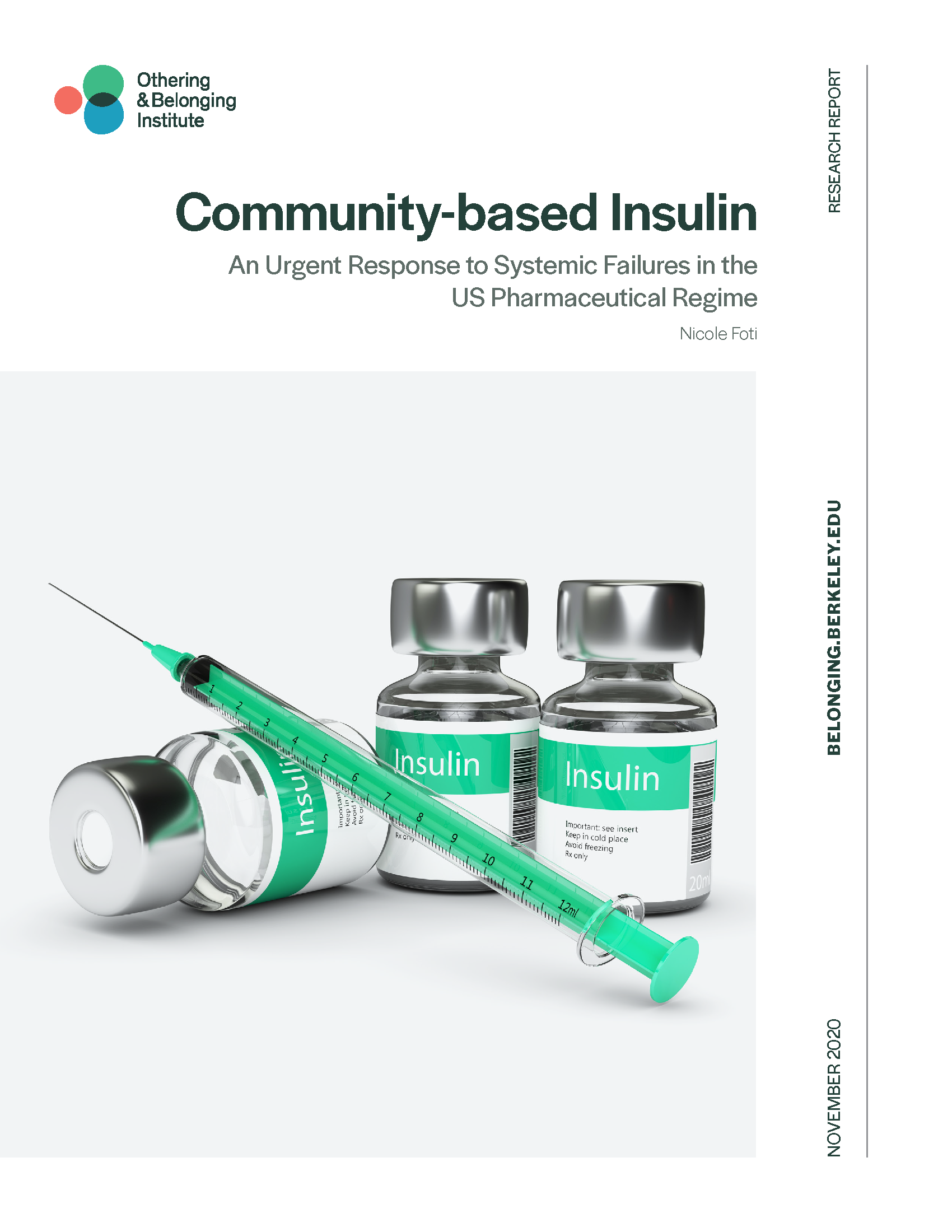 cover of the insulin report showing needles and vials