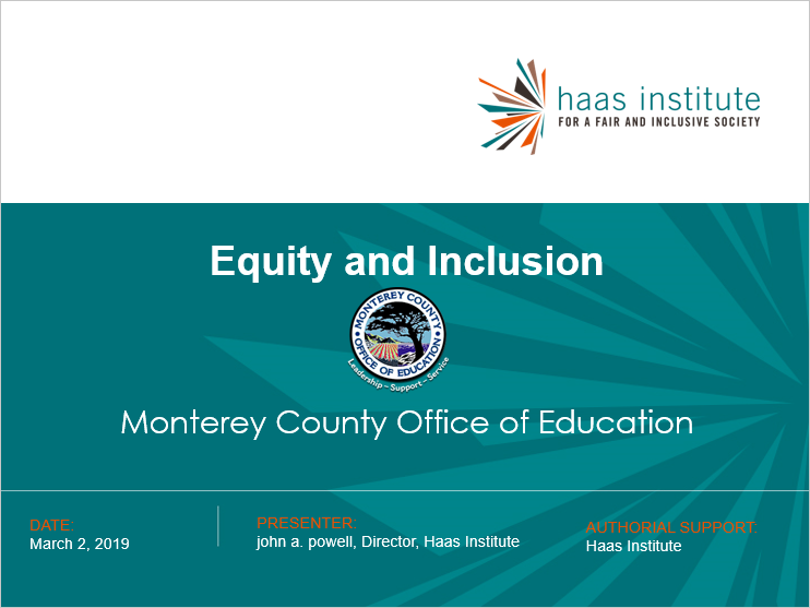 Title slide for the ALL IN for Equity conference in Monterey County