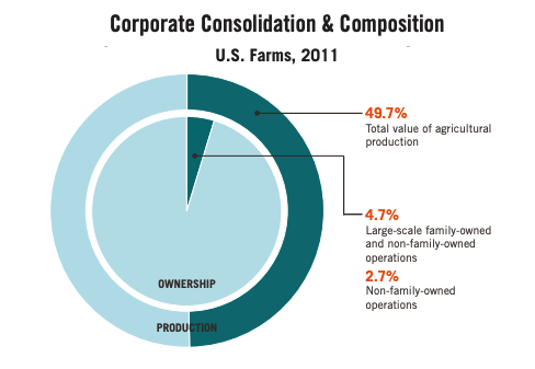 This infographic includes a diagram of the corporate consolidation and composition