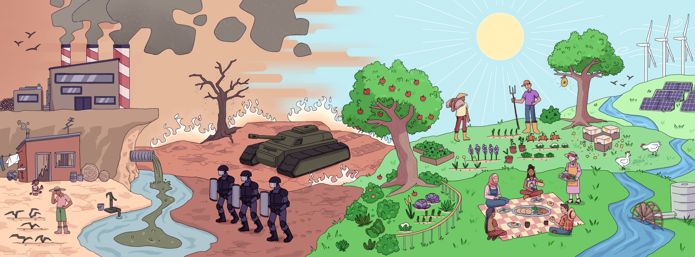 illustration depicting environmental dichotomies