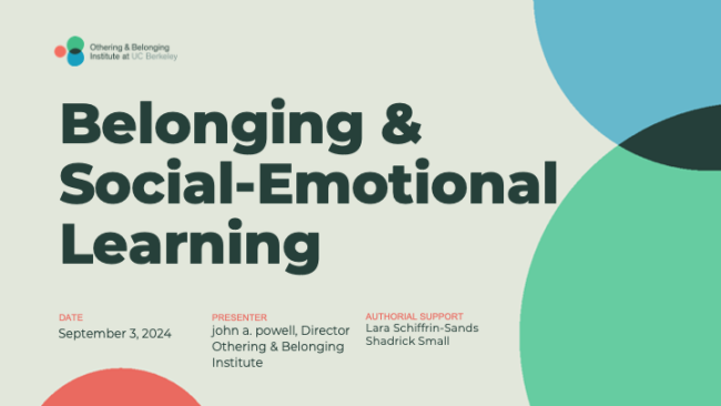 First slide of "Belonging & Social-Emotinoal Learning" presentation