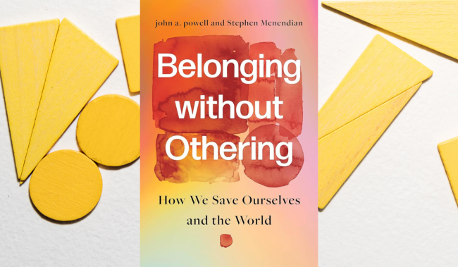 Belonging without Othering book cover with shapes behind