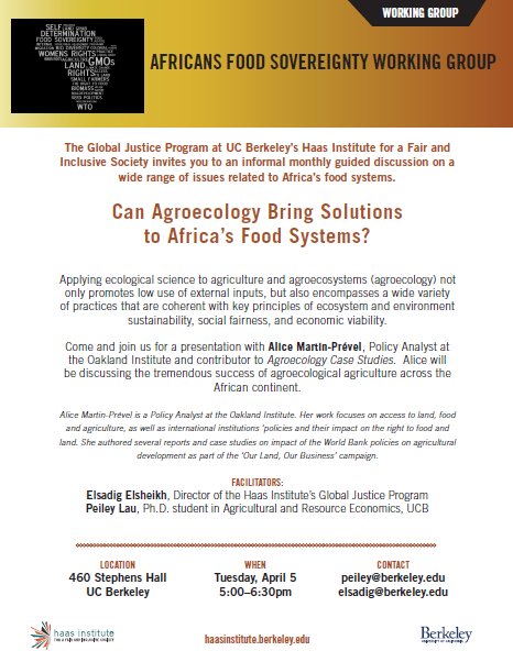 Africans Food Sovereignty Working Group April 2016 Flyer