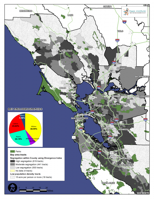 Map shows Bay Area segregation as a whole