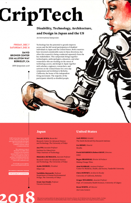 Poster shows details of the Criptech event with a photo of a woman with a robotic shoulder and arm