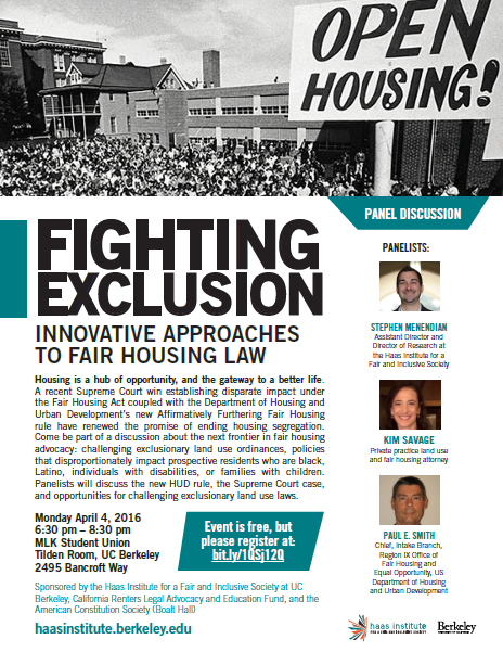 Fighting Exclusion: Fair Housing Panel Flyer