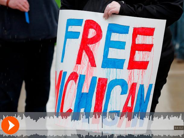 Photo of a sign that read "Free Michigan"