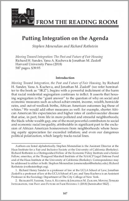Cover image of the Putting Integration on the Agenda article