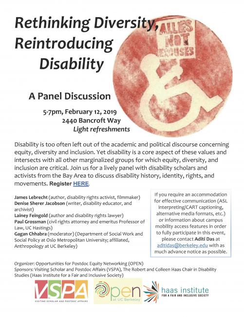 Flier for the "Rethinking Diversity, Reintroducing Disability" event
