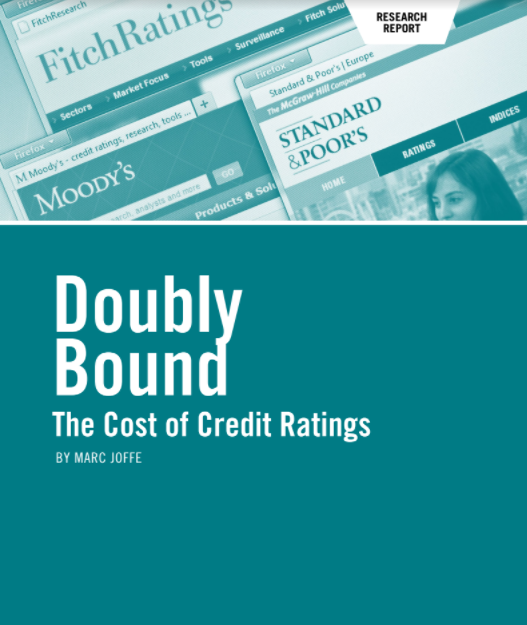 This image is the cover of the Doubly Bound: The Cost of Credit Ratings Report.